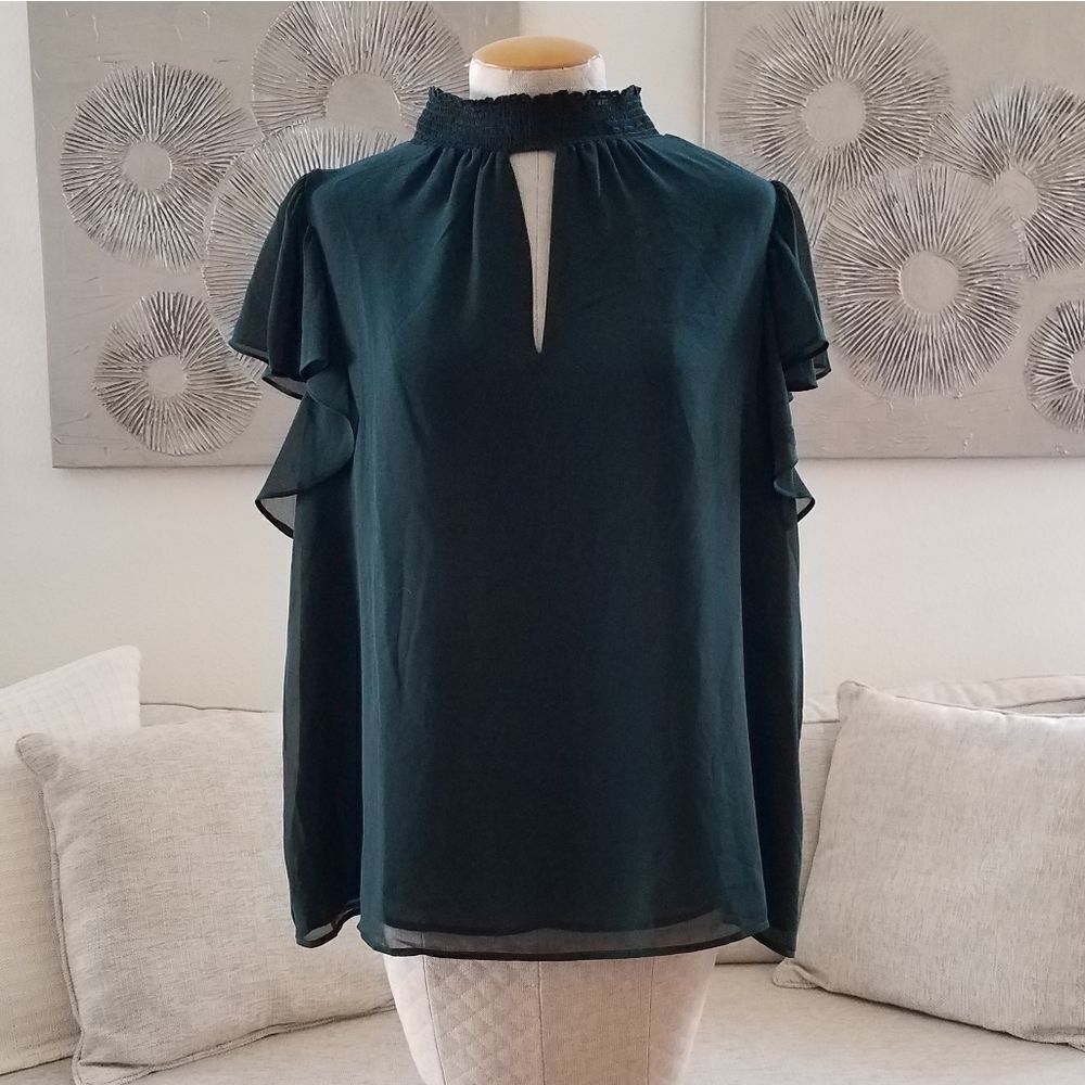 1.STATE Keyhole Flutter Sleeve Blouse sz1X - Picture 3 of 8